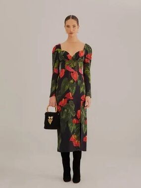 chinese dress ladies Off-White Carioca Posters Midi Dress – FARM Rio main image 0